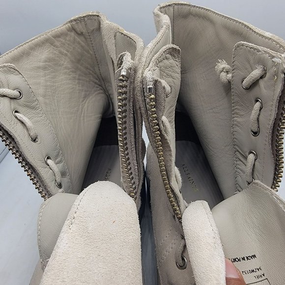 All Saints Ariel Womens 9 Gray Suede Front Zip Booties Going Out Walking Casual - Picture 11 of 14